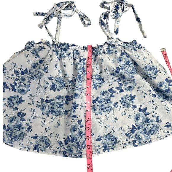 8 Oak Lane Blue Rose Woven Cotton Pajama Set Size L/XL Cottage Boho Coquette - Picture 10 of 16